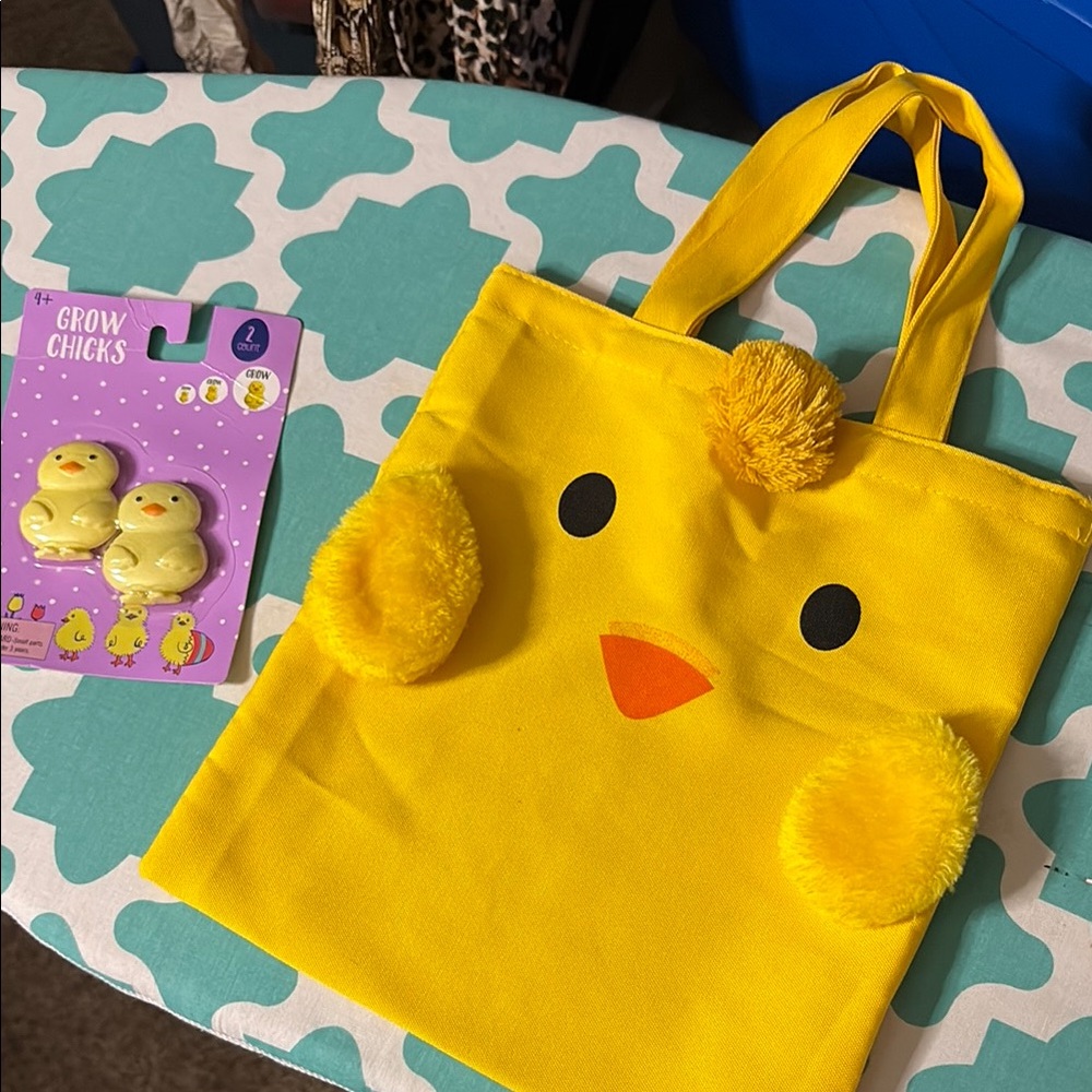 Yellow Chick Tote Bag & Growing Chicks for Kids (v)